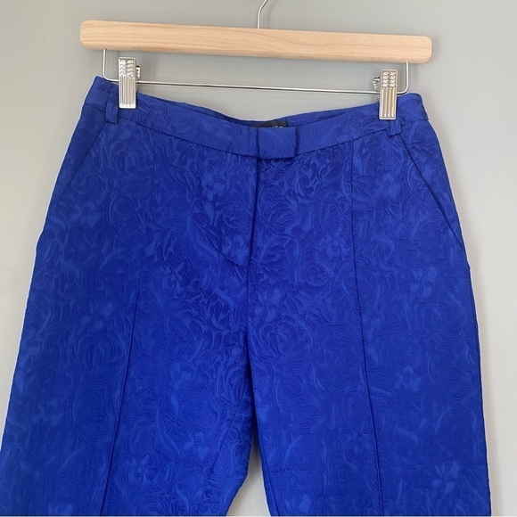 Topshop Blue Slim Fit Patterned Trousers - Picture 2 of 10